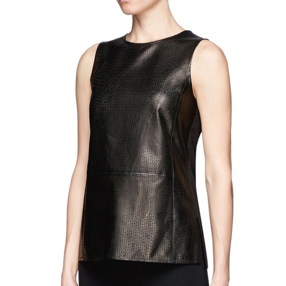 Vince Perforated Leather Shell Top - Picture 4 of 5
